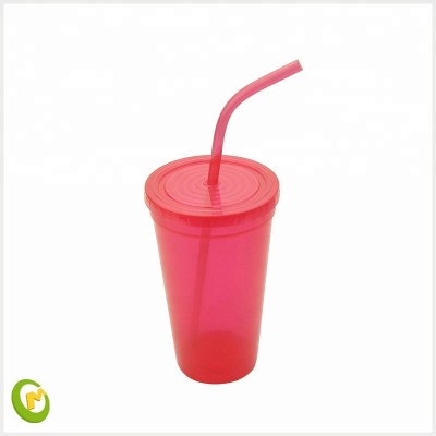 Plastic Drink Cup with lid Water Bottle  Reusable Tumbler with straw Tumbler